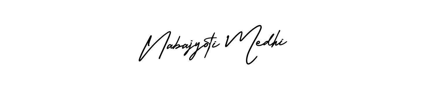 How to make Nabajyoti Medhi name signature. Use AmerikaSignatureDemo-Regular style for creating short signs online. This is the latest handwritten sign. Nabajyoti Medhi signature style 3 images and pictures png