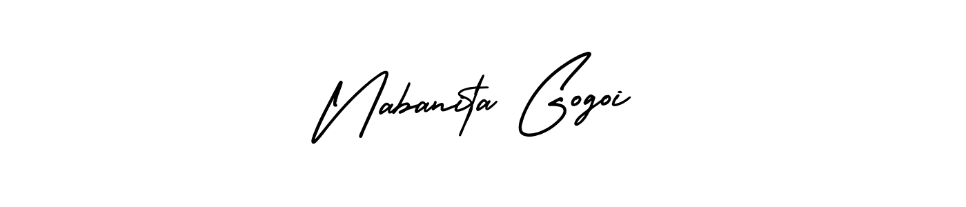 This is the best signature style for the Nabanita Gogoi name. Also you like these signature font (AmerikaSignatureDemo-Regular). Mix name signature. Nabanita Gogoi signature style 3 images and pictures png