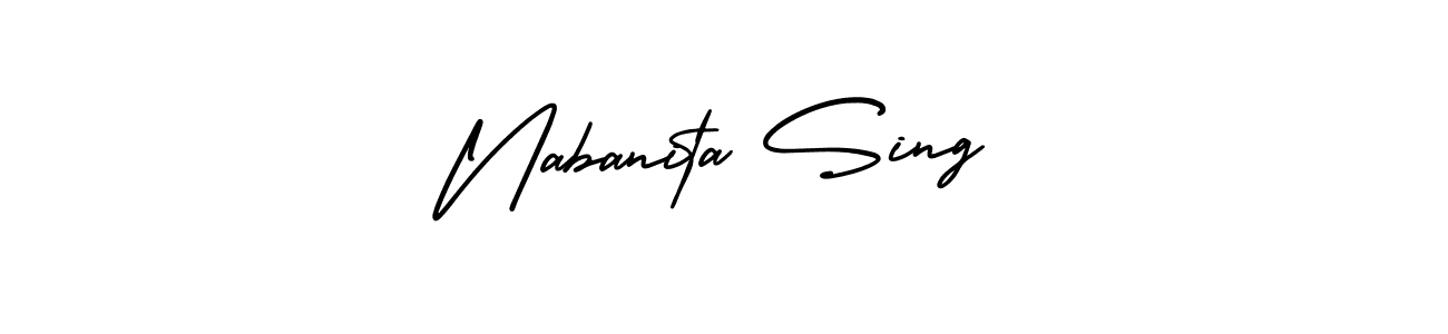 This is the best signature style for the Nabanita Sing name. Also you like these signature font (AmerikaSignatureDemo-Regular). Mix name signature. Nabanita Sing signature style 3 images and pictures png