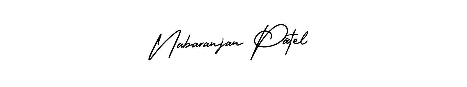 You should practise on your own different ways (AmerikaSignatureDemo-Regular) to write your name (Nabaranjan Patel) in signature. don't let someone else do it for you. Nabaranjan Patel signature style 3 images and pictures png