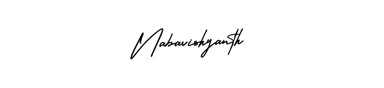The best way (AmerikaSignatureDemo-Regular) to make a short signature is to pick only two or three words in your name. The name Nabavishyanth include a total of six letters. For converting this name. Nabavishyanth signature style 3 images and pictures png
