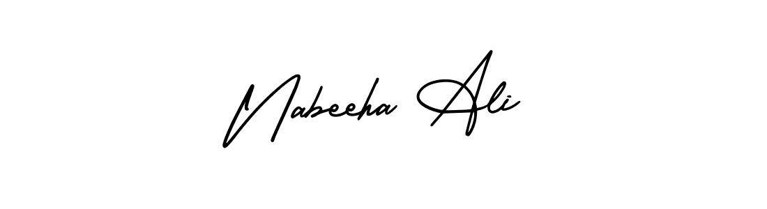 This is the best signature style for the Nabeeha Ali name. Also you like these signature font (AmerikaSignatureDemo-Regular). Mix name signature. Nabeeha Ali signature style 3 images and pictures png