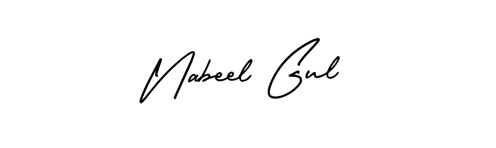 Use a signature maker to create a handwritten signature online. With this signature software, you can design (AmerikaSignatureDemo-Regular) your own signature for name Nabeel Gul. Nabeel Gul signature style 3 images and pictures png