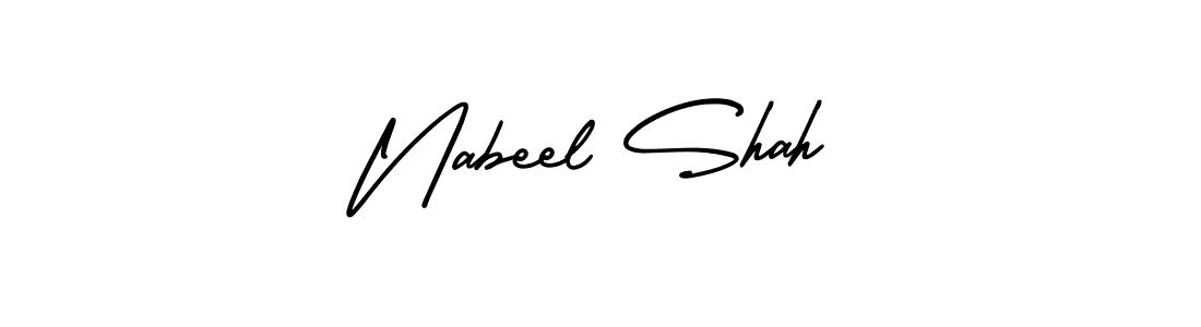 This is the best signature style for the Nabeel Shah name. Also you like these signature font (AmerikaSignatureDemo-Regular). Mix name signature. Nabeel Shah signature style 3 images and pictures png