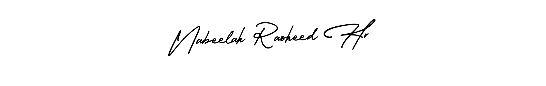 The best way (AmerikaSignatureDemo-Regular) to make a short signature is to pick only two or three words in your name. The name Nabeelah Rasheed Hr include a total of six letters. For converting this name. Nabeelah Rasheed Hr signature style 3 images and pictures png