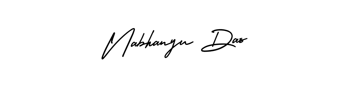 You should practise on your own different ways (AmerikaSignatureDemo-Regular) to write your name (Nabhanyu Das) in signature. don't let someone else do it for you. Nabhanyu Das signature style 3 images and pictures png