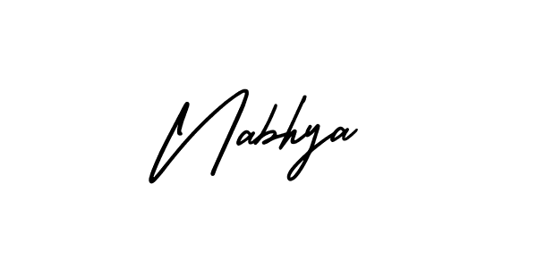 The best way (AmerikaSignatureDemo-Regular) to make a short signature is to pick only two or three words in your name. The name Nabhya include a total of six letters. For converting this name. Nabhya signature style 3 images and pictures png