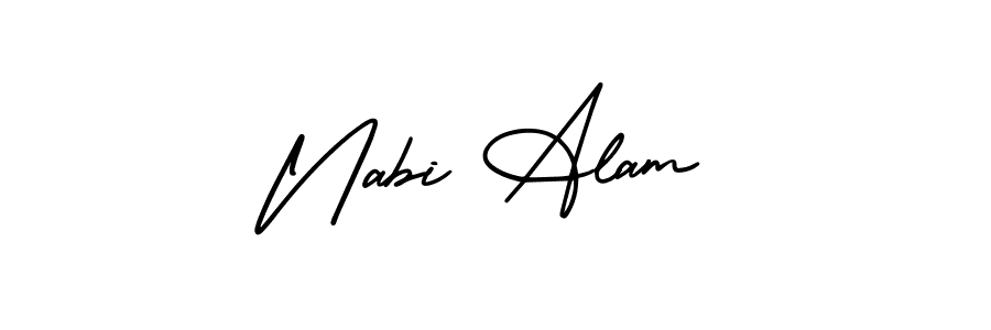 This is the best signature style for the Nabi Alam name. Also you like these signature font (AmerikaSignatureDemo-Regular). Mix name signature. Nabi Alam signature style 3 images and pictures png