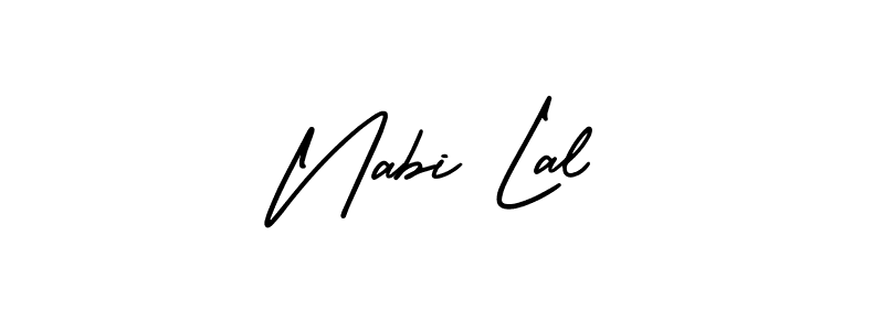 The best way (AmerikaSignatureDemo-Regular) to make a short signature is to pick only two or three words in your name. The name Nabi Lal include a total of six letters. For converting this name. Nabi Lal signature style 3 images and pictures png