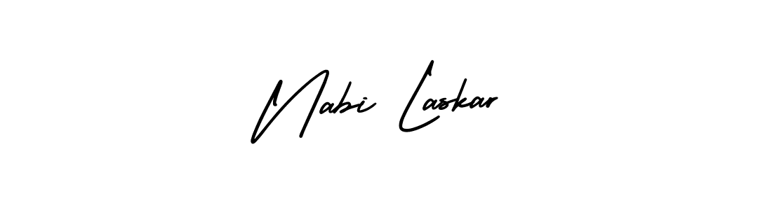 AmerikaSignatureDemo-Regular is a professional signature style that is perfect for those who want to add a touch of class to their signature. It is also a great choice for those who want to make their signature more unique. Get Nabi Laskar name to fancy signature for free. Nabi Laskar signature style 3 images and pictures png