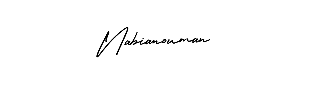 You should practise on your own different ways (AmerikaSignatureDemo-Regular) to write your name (Nabianouman) in signature. don't let someone else do it for you. Nabianouman signature style 3 images and pictures png