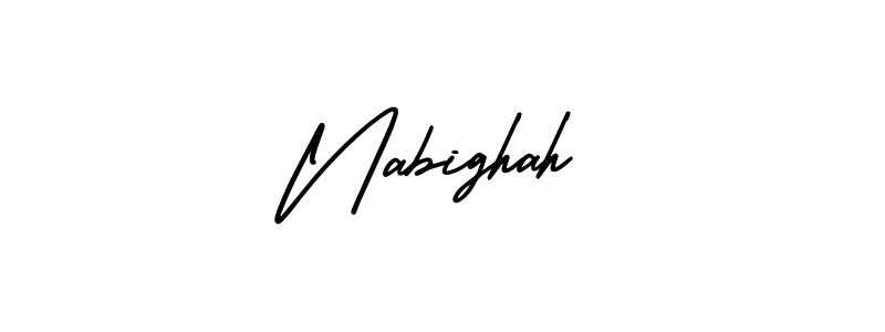 Also You can easily find your signature by using the search form. We will create Nabighah name handwritten signature images for you free of cost using AmerikaSignatureDemo-Regular sign style. Nabighah signature style 3 images and pictures png