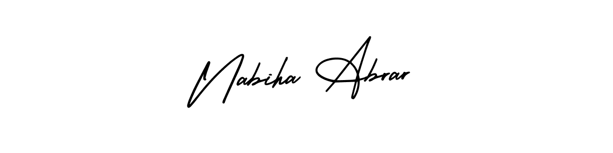 AmerikaSignatureDemo-Regular is a professional signature style that is perfect for those who want to add a touch of class to their signature. It is also a great choice for those who want to make their signature more unique. Get Nabiha Abrar name to fancy signature for free. Nabiha Abrar signature style 3 images and pictures png