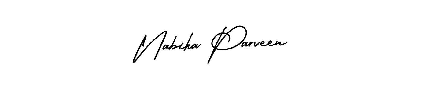 Make a short Nabiha Parveen signature style. Manage your documents anywhere anytime using AmerikaSignatureDemo-Regular. Create and add eSignatures, submit forms, share and send files easily. Nabiha Parveen signature style 3 images and pictures png
