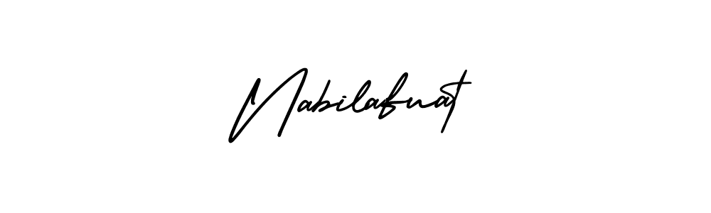 Use a signature maker to create a handwritten signature online. With this signature software, you can design (AmerikaSignatureDemo-Regular) your own signature for name Nabilafuat. Nabilafuat signature style 3 images and pictures png