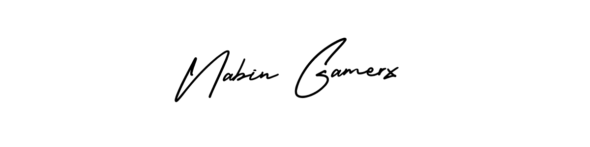 Make a beautiful signature design for name Nabin Gamerx. With this signature (AmerikaSignatureDemo-Regular) style, you can create a handwritten signature for free. Nabin Gamerx signature style 3 images and pictures png