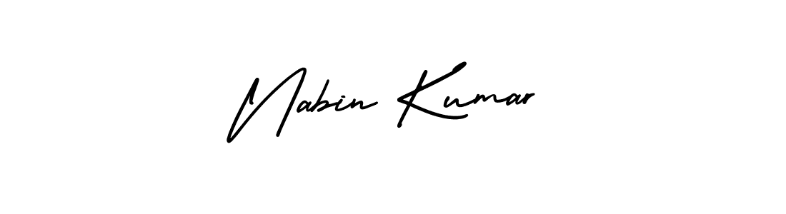 You should practise on your own different ways (AmerikaSignatureDemo-Regular) to write your name (Nabin Kumar) in signature. don't let someone else do it for you. Nabin Kumar signature style 3 images and pictures png