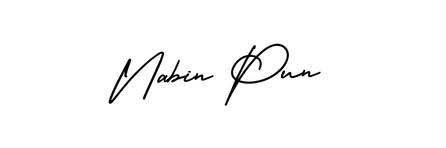 Also You can easily find your signature by using the search form. We will create Nabin Pun name handwritten signature images for you free of cost using AmerikaSignatureDemo-Regular sign style. Nabin Pun signature style 3 images and pictures png