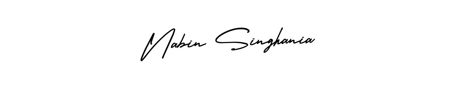 How to make Nabin Singhania name signature. Use AmerikaSignatureDemo-Regular style for creating short signs online. This is the latest handwritten sign. Nabin Singhania signature style 3 images and pictures png