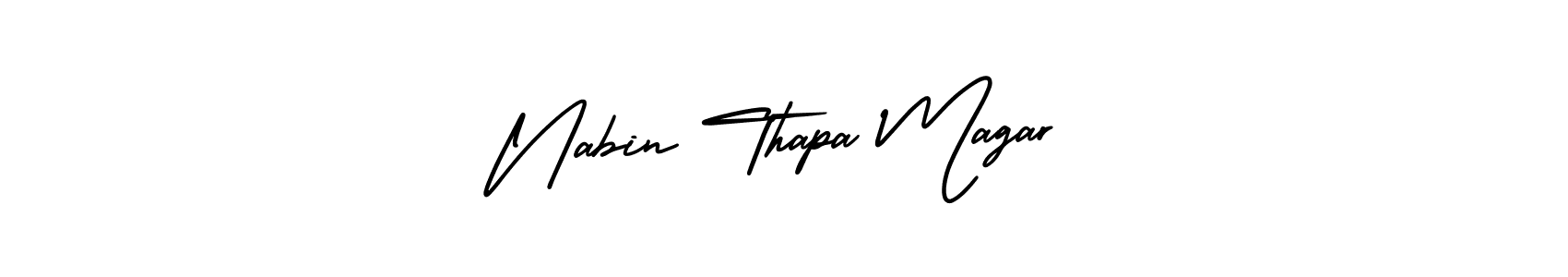 Create a beautiful signature design for name Nabin Thapa Magar. With this signature (AmerikaSignatureDemo-Regular) fonts, you can make a handwritten signature for free. Nabin Thapa Magar signature style 3 images and pictures png