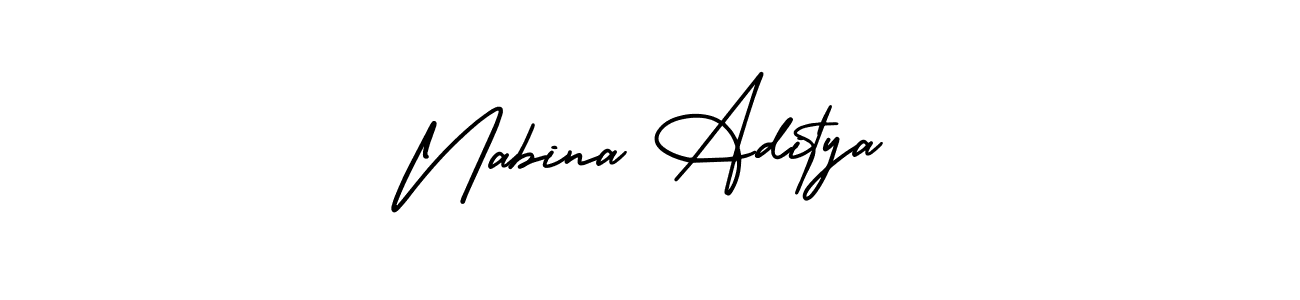 How to make Nabina Aditya name signature. Use AmerikaSignatureDemo-Regular style for creating short signs online. This is the latest handwritten sign. Nabina Aditya signature style 3 images and pictures png