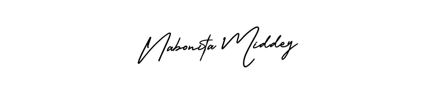 Design your own signature with our free online signature maker. With this signature software, you can create a handwritten (AmerikaSignatureDemo-Regular) signature for name Nabonita Middey. Nabonita Middey signature style 3 images and pictures png