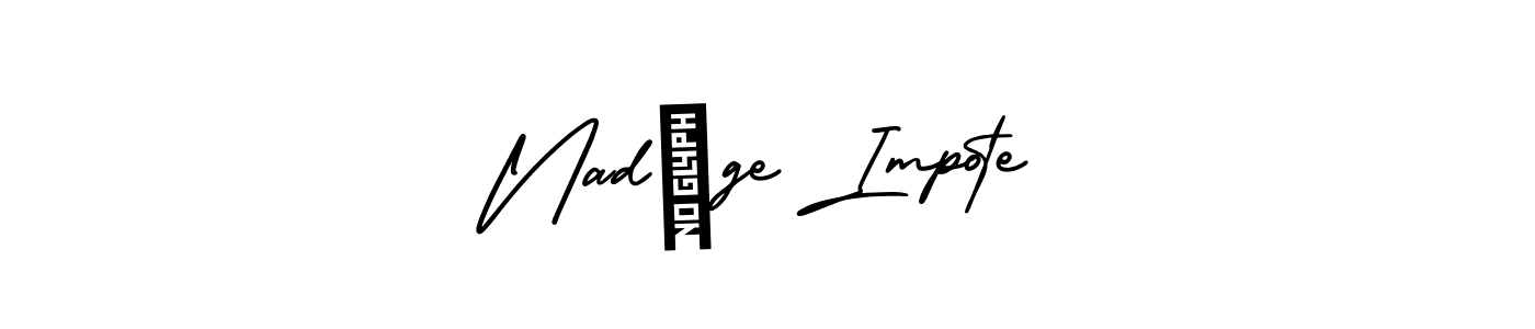 You should practise on your own different ways (AmerikaSignatureDemo-Regular) to write your name (Nadège Impote) in signature. don't let someone else do it for you. Nadège Impote signature style 3 images and pictures png