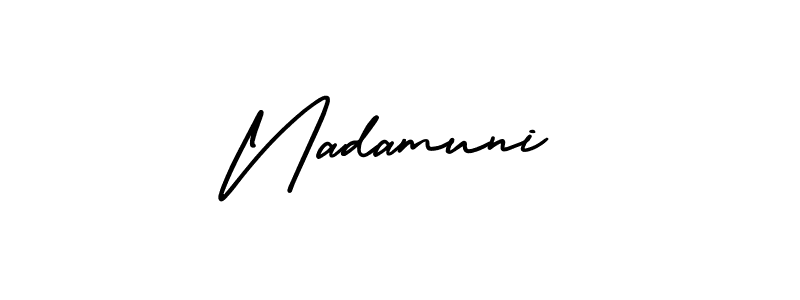 It looks lik you need a new signature style for name Nadamuni. Design unique handwritten (AmerikaSignatureDemo-Regular) signature with our free signature maker in just a few clicks. Nadamuni signature style 3 images and pictures png