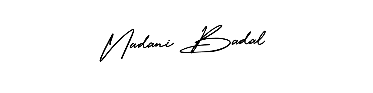 Similarly AmerikaSignatureDemo-Regular is the best handwritten signature design. Signature creator online .You can use it as an online autograph creator for name Nadani Badal. Nadani Badal signature style 3 images and pictures png