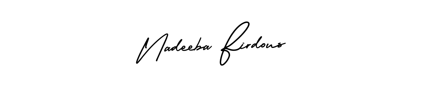 Make a short Nadeeba Firdous signature style. Manage your documents anywhere anytime using AmerikaSignatureDemo-Regular. Create and add eSignatures, submit forms, share and send files easily. Nadeeba Firdous signature style 3 images and pictures png