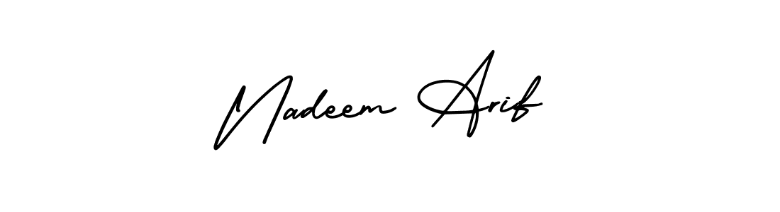 The best way (AmerikaSignatureDemo-Regular) to make a short signature is to pick only two or three words in your name. The name Nadeem Arif include a total of six letters. For converting this name. Nadeem Arif signature style 3 images and pictures png