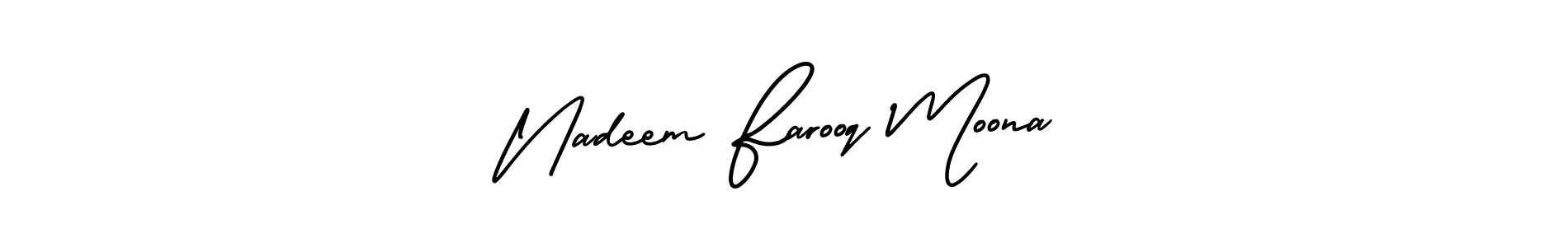 Design your own signature with our free online signature maker. With this signature software, you can create a handwritten (AmerikaSignatureDemo-Regular) signature for name Nadeem Farooq Moona. Nadeem Farooq Moona signature style 3 images and pictures png
