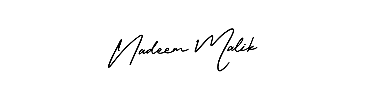 This is the best signature style for the Nadeem Malik name. Also you like these signature font (AmerikaSignatureDemo-Regular). Mix name signature. Nadeem Malik signature style 3 images and pictures png