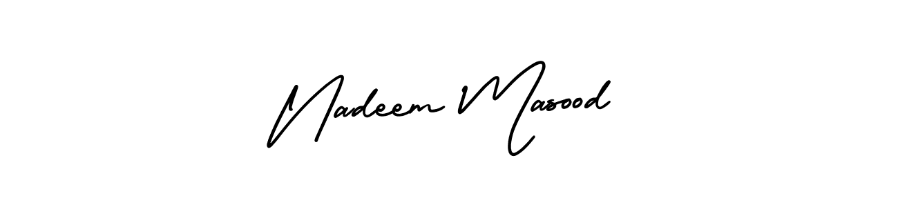 This is the best signature style for the Nadeem Masood name. Also you like these signature font (AmerikaSignatureDemo-Regular). Mix name signature. Nadeem Masood signature style 3 images and pictures png