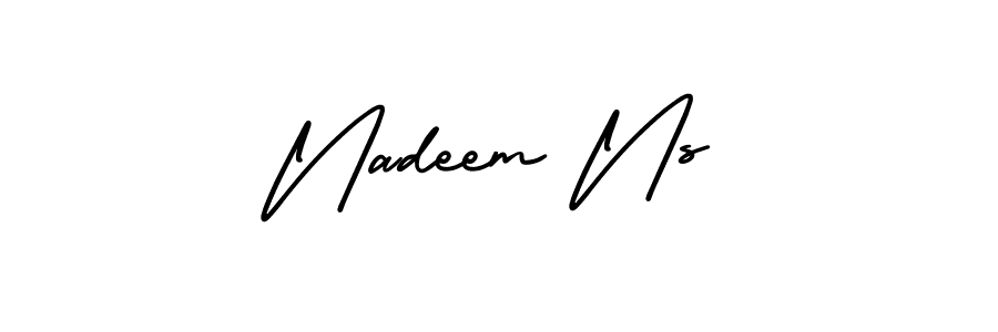 Also You can easily find your signature by using the search form. We will create Nadeem Ns name handwritten signature images for you free of cost using AmerikaSignatureDemo-Regular sign style. Nadeem Ns signature style 3 images and pictures png
