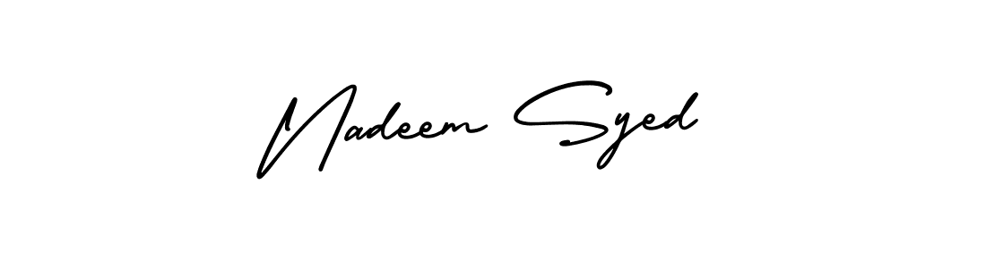 How to make Nadeem Syed name signature. Use AmerikaSignatureDemo-Regular style for creating short signs online. This is the latest handwritten sign. Nadeem Syed signature style 3 images and pictures png
