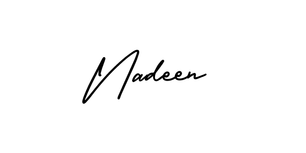 How to make Nadeen name signature. Use AmerikaSignatureDemo-Regular style for creating short signs online. This is the latest handwritten sign. Nadeen signature style 3 images and pictures png