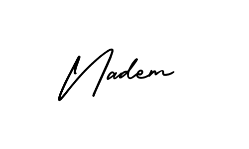 Similarly AmerikaSignatureDemo-Regular is the best handwritten signature design. Signature creator online .You can use it as an online autograph creator for name Nadem. Nadem signature style 3 images and pictures png