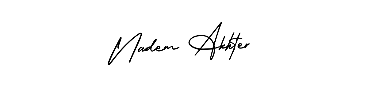 How to Draw Nadem Akhter signature style? AmerikaSignatureDemo-Regular is a latest design signature styles for name Nadem Akhter. Nadem Akhter signature style 3 images and pictures png