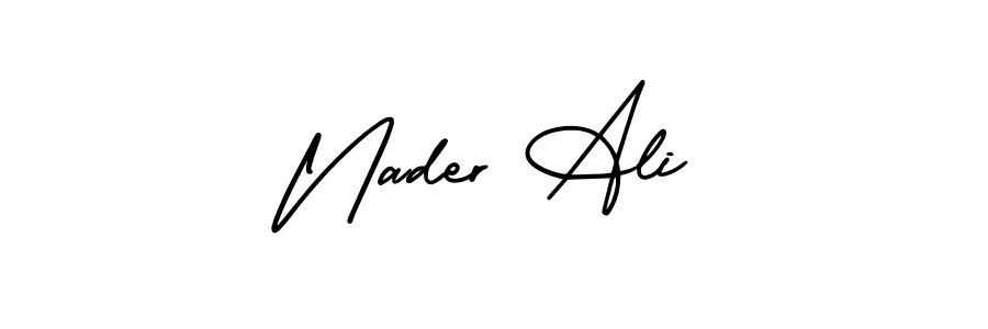 How to make Nader Ali name signature. Use AmerikaSignatureDemo-Regular style for creating short signs online. This is the latest handwritten sign. Nader Ali signature style 3 images and pictures png