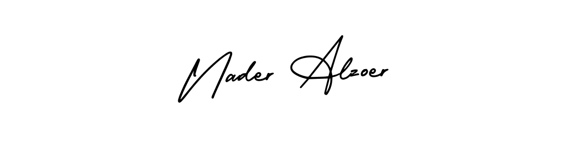 This is the best signature style for the Nader Alzoer name. Also you like these signature font (AmerikaSignatureDemo-Regular). Mix name signature. Nader Alzoer signature style 3 images and pictures png
