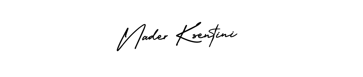 The best way (AmerikaSignatureDemo-Regular) to make a short signature is to pick only two or three words in your name. The name Nader Ksentini include a total of six letters. For converting this name. Nader Ksentini signature style 3 images and pictures png