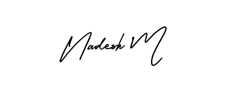 Use a signature maker to create a handwritten signature online. With this signature software, you can design (AmerikaSignatureDemo-Regular) your own signature for name Nadesh M. Nadesh M signature style 3 images and pictures png