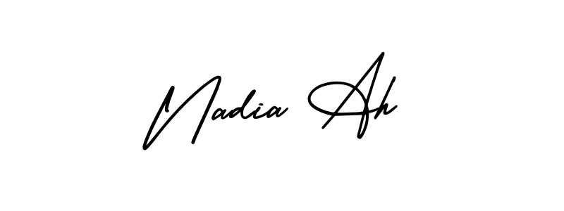 How to Draw Nadia Ah signature style? AmerikaSignatureDemo-Regular is a latest design signature styles for name Nadia Ah. Nadia Ah signature style 3 images and pictures png