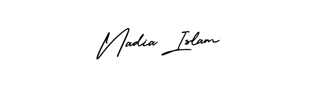 Similarly AmerikaSignatureDemo-Regular is the best handwritten signature design. Signature creator online .You can use it as an online autograph creator for name Nadia Islam. Nadia Islam signature style 3 images and pictures png