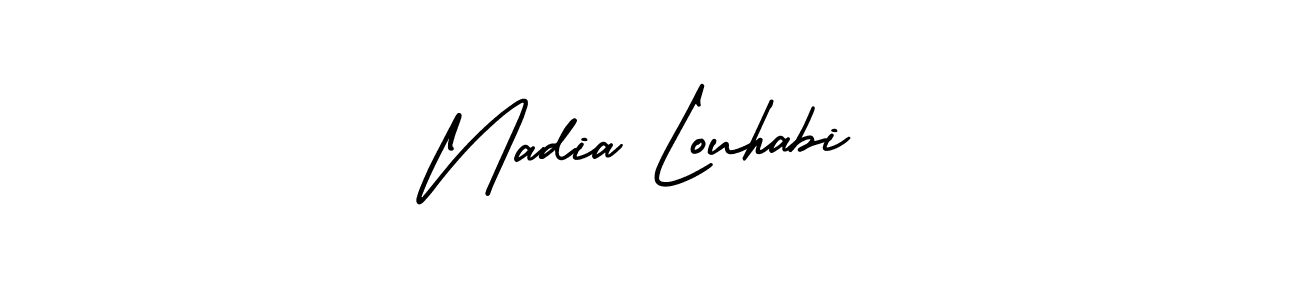 Create a beautiful signature design for name Nadia Louhabi. With this signature (AmerikaSignatureDemo-Regular) fonts, you can make a handwritten signature for free. Nadia Louhabi signature style 3 images and pictures png