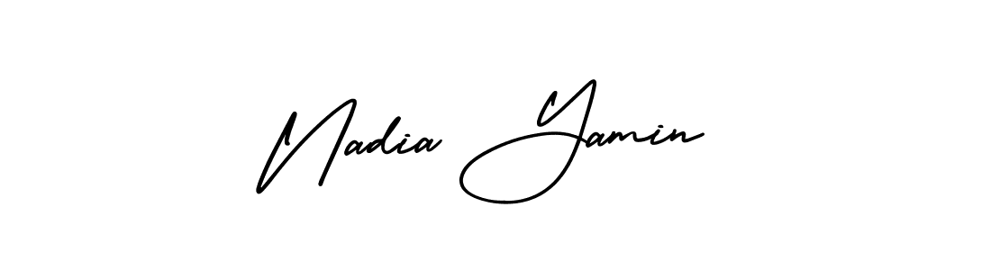 This is the best signature style for the Nadia Yamin name. Also you like these signature font (AmerikaSignatureDemo-Regular). Mix name signature. Nadia Yamin signature style 3 images and pictures png