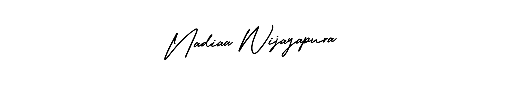 The best way (AmerikaSignatureDemo-Regular) to make a short signature is to pick only two or three words in your name. The name Nadiaa Wijayapura include a total of six letters. For converting this name. Nadiaa Wijayapura signature style 3 images and pictures png