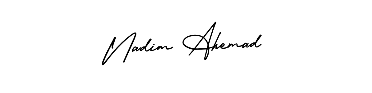Similarly AmerikaSignatureDemo-Regular is the best handwritten signature design. Signature creator online .You can use it as an online autograph creator for name Nadim Ahemad. Nadim Ahemad signature style 3 images and pictures png