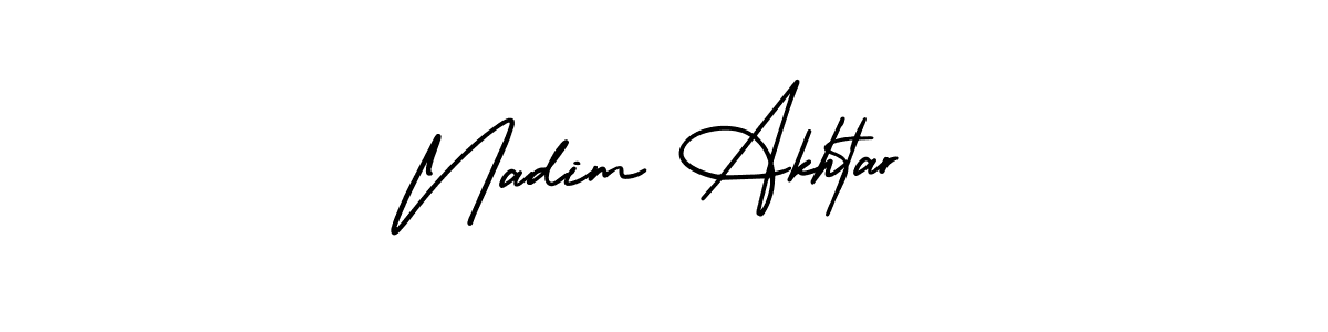 Also You can easily find your signature by using the search form. We will create Nadim Akhtar name handwritten signature images for you free of cost using AmerikaSignatureDemo-Regular sign style. Nadim Akhtar signature style 3 images and pictures png